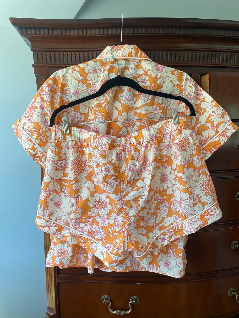 J. Crew Orange Floral Short Pajama Set - Picture 8 of 9